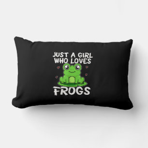 Bara en flicka som Kärlek gror Cute Grönt Frog Lumbarkudde
