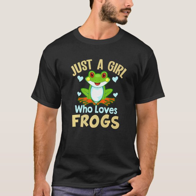 Bara en flicka som Kärlek gror Cute Grönt Frog T Shirt (Framsida)