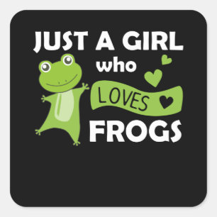 Bara en flicka som Kärlek gror sötsvett Frog Fyrkantigt Klistermärke