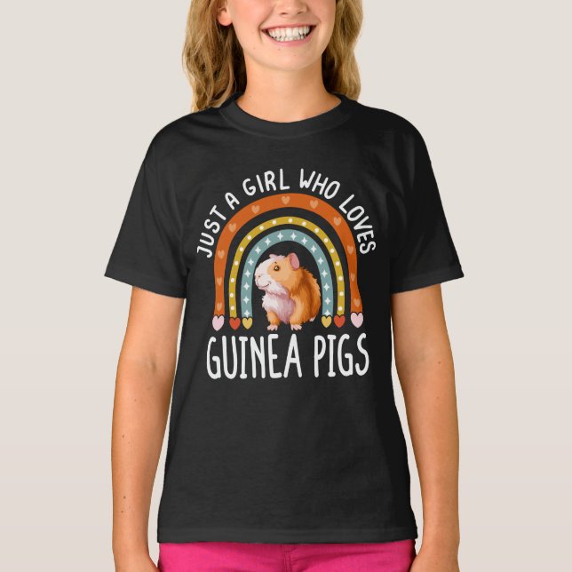 Bara en flicka som Kärlek Guinea Grisar Rainbow T Shirt (Framsida)