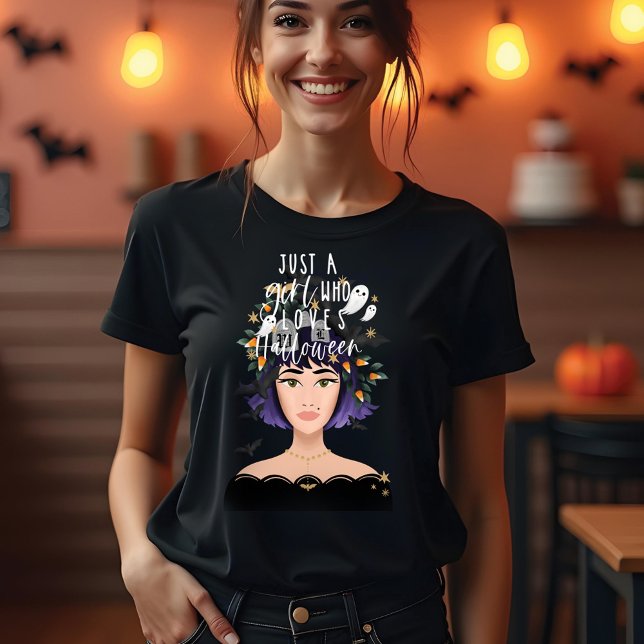 Bara en flicka som Kärlek Halloween Costume Beauty T Shirt (Just A Girl Who Love Halloween Costume Beauty Tri-Blend Shirt)