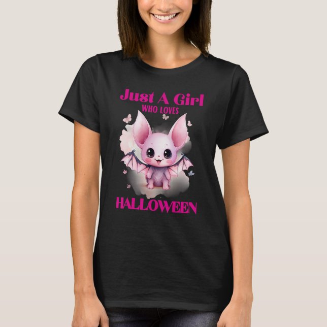 Bara en flicka som Kärlek Halloween Cute Fladdermu T Shirt (Framsida)