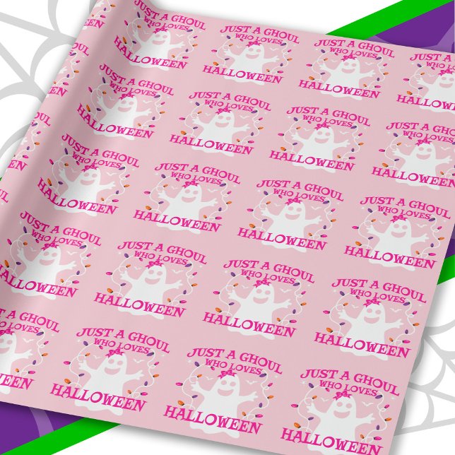 Bara en flicka som Kärlek Halloween Cute Rosa Ghos Presentpapper (Skapare uppladdad)