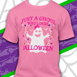 Bara en flicka som Kärlek Halloween Cute Rosa Ghos T Shirt