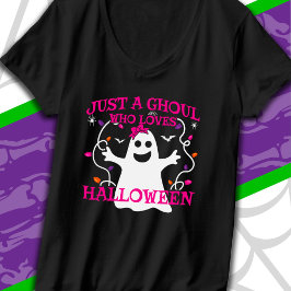 Bara en flicka som Kärlek Halloween Cute Rosa Ghos T Shirt