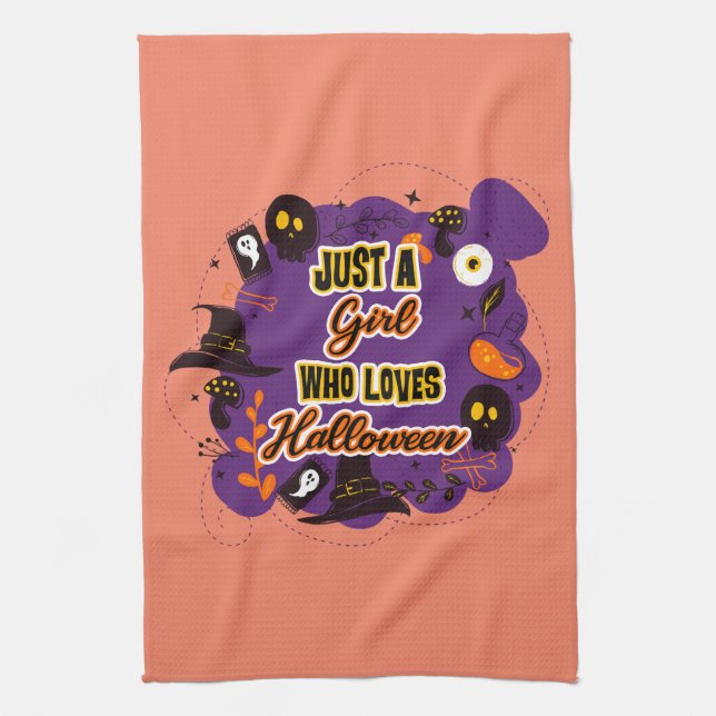 Bara en flicka som Kärlek Halloween Kökshandduk (Vertikal)
