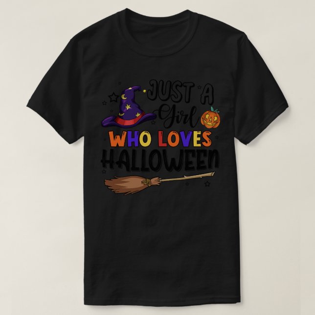 Bara en flicka som Kärlek Halloween Witch Bro T Shirt (Design framsida)