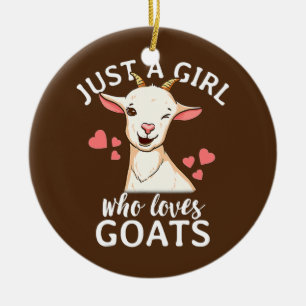 Bara en flicka som Kärlek har med gift Farmer Goat Julgransprydnad Keramik