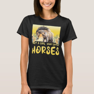 Bara en flicka som Kärlek hästar Birthday Farmer A T Shirt