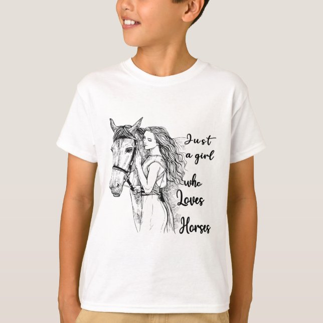 Bara en flicka som Kärlek hästar  Hors T Shirt (Framsida)