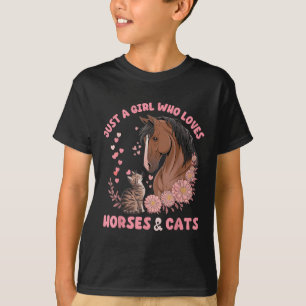 Bara en flicka som Kärlek hästar och katter kutdju T Shirt