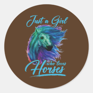 Bara en flicka som Kärlek hästar riding Cute Horse Runt Klistermärke