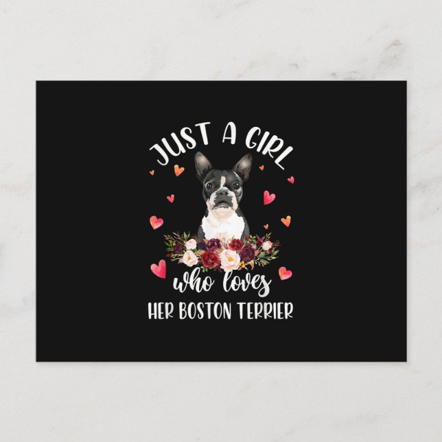 Bara en flicka som Kärlek Hennes Boston Terrier Hu Vykort (Framsida)