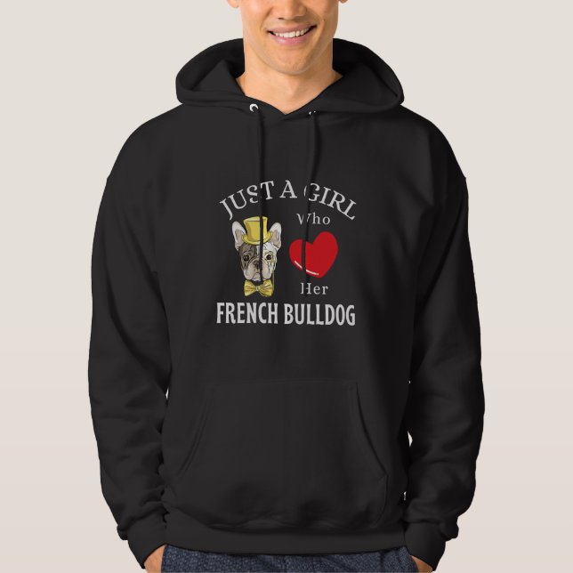 Bara en flicka som Kärlek hennes Fransk Bulldog Hu Hoodie (Framsida)