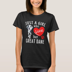 Bara en flicka som Kärlek hennes Great dane Hund M T Shirt