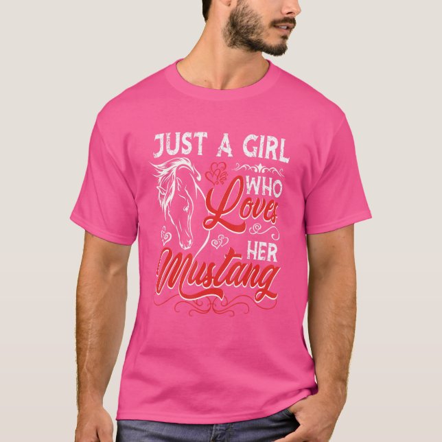 Bara en flicka som Kärlek hennes Mustang Horse T Shirt (Framsida)