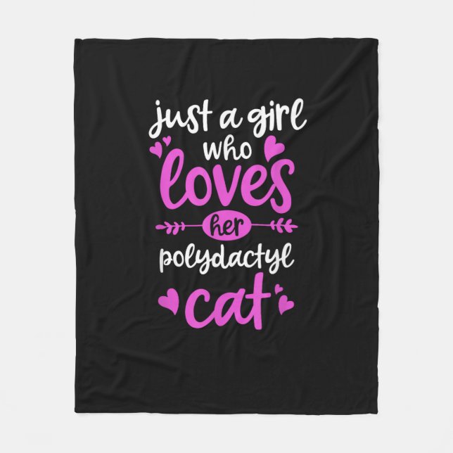 Bara en flicka som Kärlek hennes polydactylkatt Fleecefilt (Framsidan)