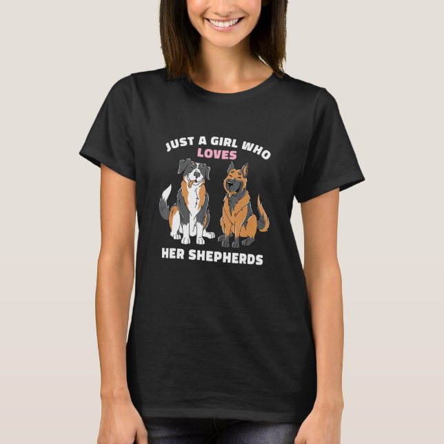Bara en flicka som Kärlek hennes Shepherds Aussie  T Shirt (Framsida)
