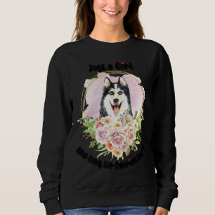 Bara en flicka som Kärlek hennes Siberian husky T Shirt