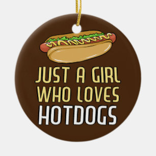 Bara en flicka som Kärlek Hett Hundar Funny Hotdog Julgransprydnad Keramik