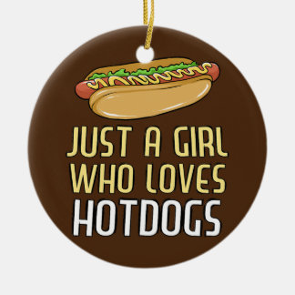 Bara en flicka som Kärlek Hett Hundar Funny Hotdog Julgransprydnad Keramik