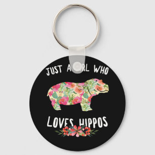 Bara en flicka som Kärlek Hippos Blommigt Hippopo Nyckelring