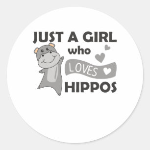 Bara en flicka som Kärlek Hippos Cute Hippo Runt Klistermärke