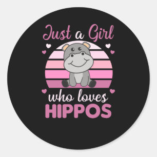 Bara en flicka som Kärlek Hippos Cute Hippo Runt Klistermärke