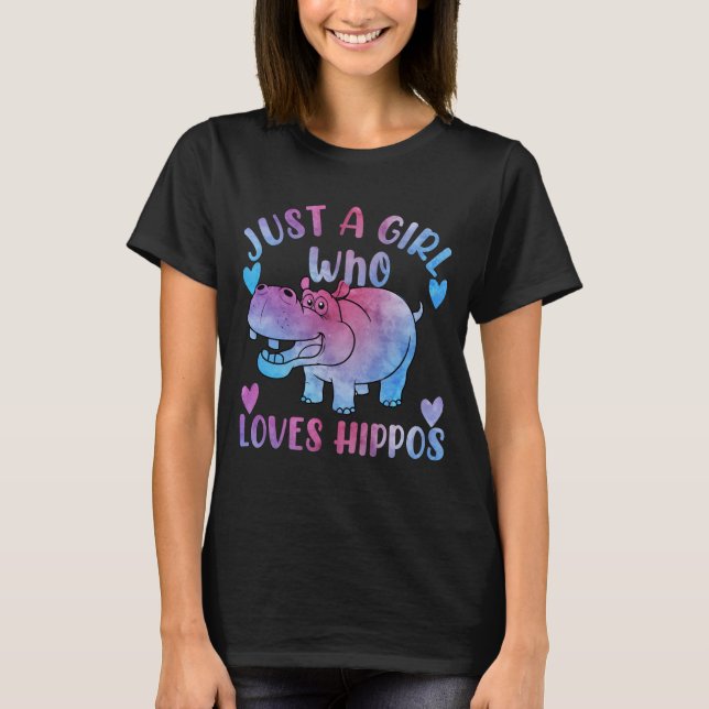 Bara en flicka som Kärlek Hippos Hippopotamus Älsk T Shirt (Framsida)