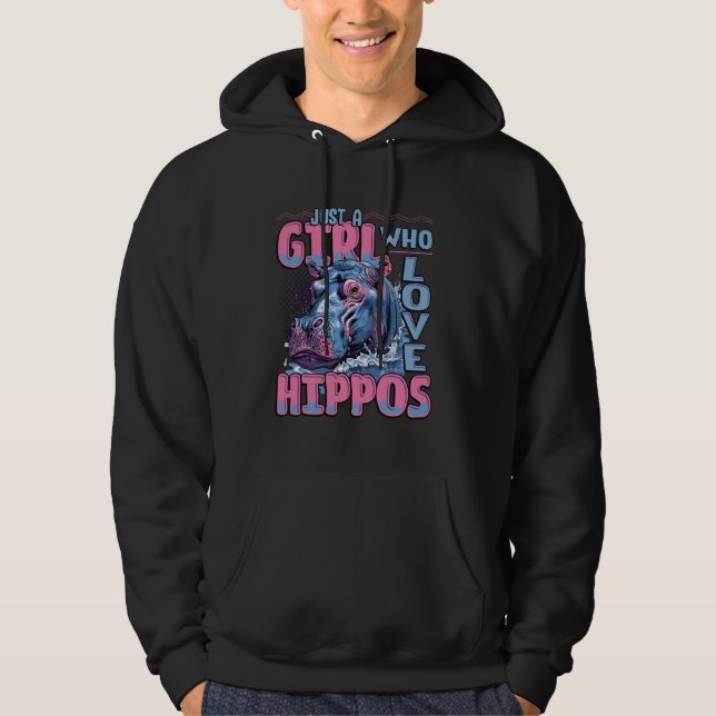 Bara en flicka som Kärlek Hippos Hoodie (Framsida)