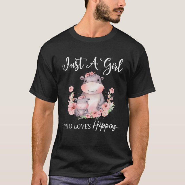 Bara en flicka som Kärlek Hippos T Shirt (Framsida)