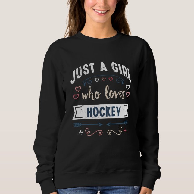 Bara en flicka som kärlek Hockey Funny ger T Shirt (Framsida)