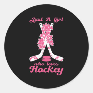 Bara en flicka som Kärlek Hockey Stick Puck Sport Runt Klistermärke
