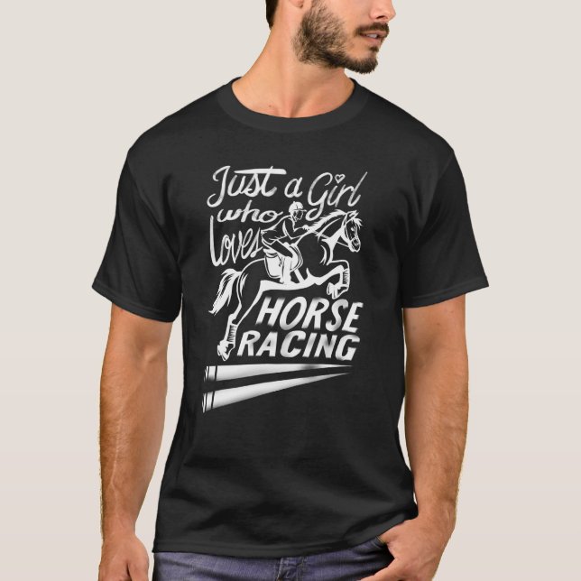 Bara en flicka som Kärlek Horse Tävla Cute Barrel  T Shirt (Framsida)