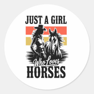 Bara en flicka som Kärlek Horses (3) Runt Klistermärke