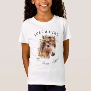 Bara en flicka som Kärlek Horses Cute Pony Equestr T Shirt