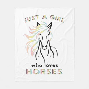Bara en flicka som Kärlek Horses Faux-Kanvastryck Fleecefilt