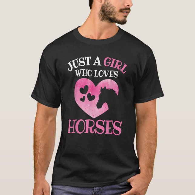 Bara en flicka som Kärlek Horses Horseback Ridi T Shirt (Framsida)