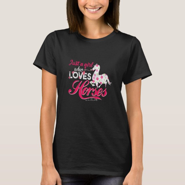 Bara en flicka som Kärlek Horses i Riding Equestri T Shirt (Framsida)