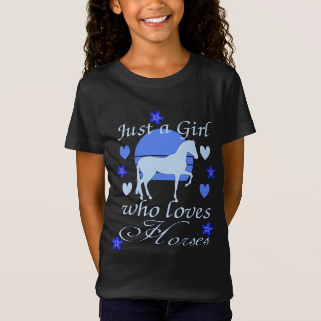 Bara en flicka som Kärlek Horses in Blue T-Shirt (Framsida)