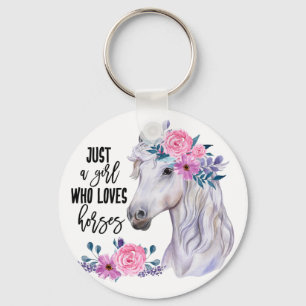 Bara en flicka som Kärlek Horses Keychain Nyckelring