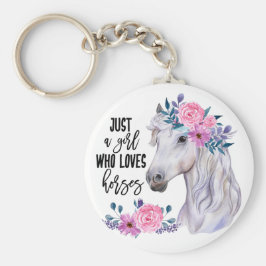 Bara en flicka som Kärlek Horses Keychain Nyckelring