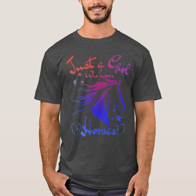 Bara en flicka som Kärlek Horses Lover Horseback T Shirt (Framsida)