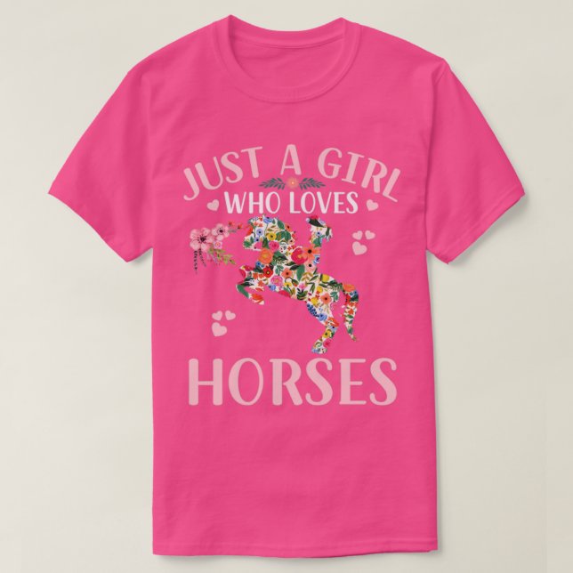 Bara en flicka som Kärlek Horses Lover T Shirt (Design framsida)