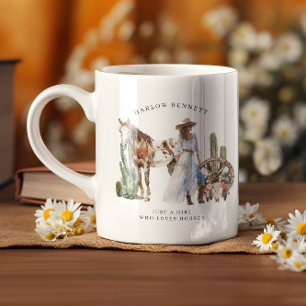 Bara en flicka som Kärlek Horses Monogram Kaffemugg
