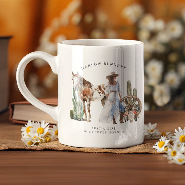Bara en flicka som Kärlek Horses | Monogram Kaffemugg (Skapare uppladdad)