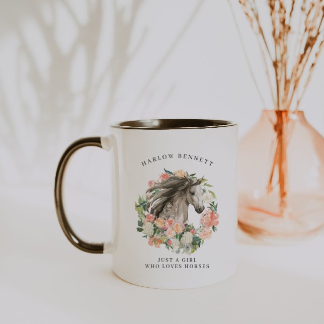 Bara en flicka som Kärlek Horses | Monogram Mugg (Skapare uppladdad)