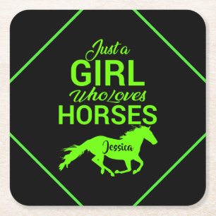 Bara en flicka som Kärlek Horses Personlig Underlägg Papper Kvadrat