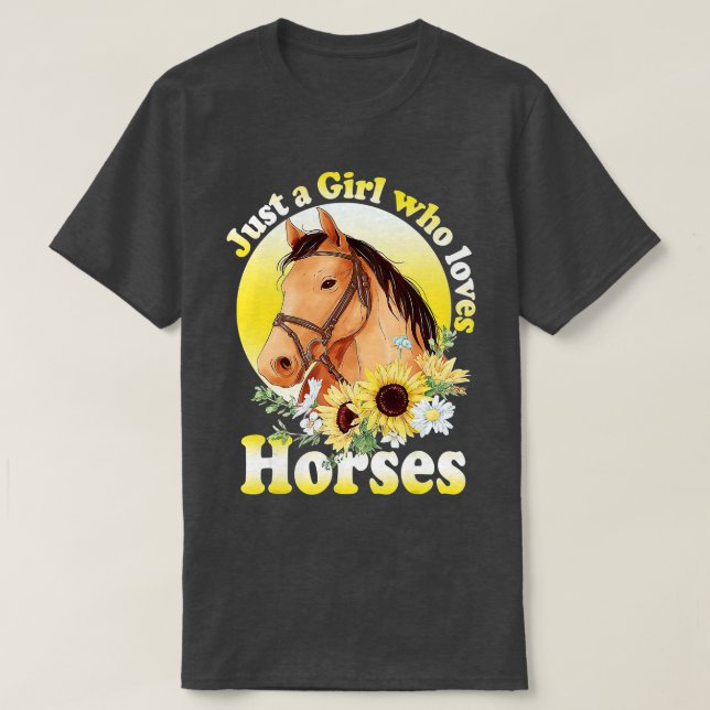Bara en flicka som Kärlek Horses - Riding Girls T Shirt (Design framsida)