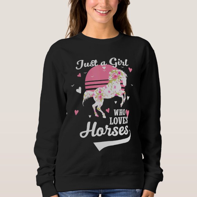 Bara en flicka som Kärlek Horses Riding Wome T Shirt (Framsida)